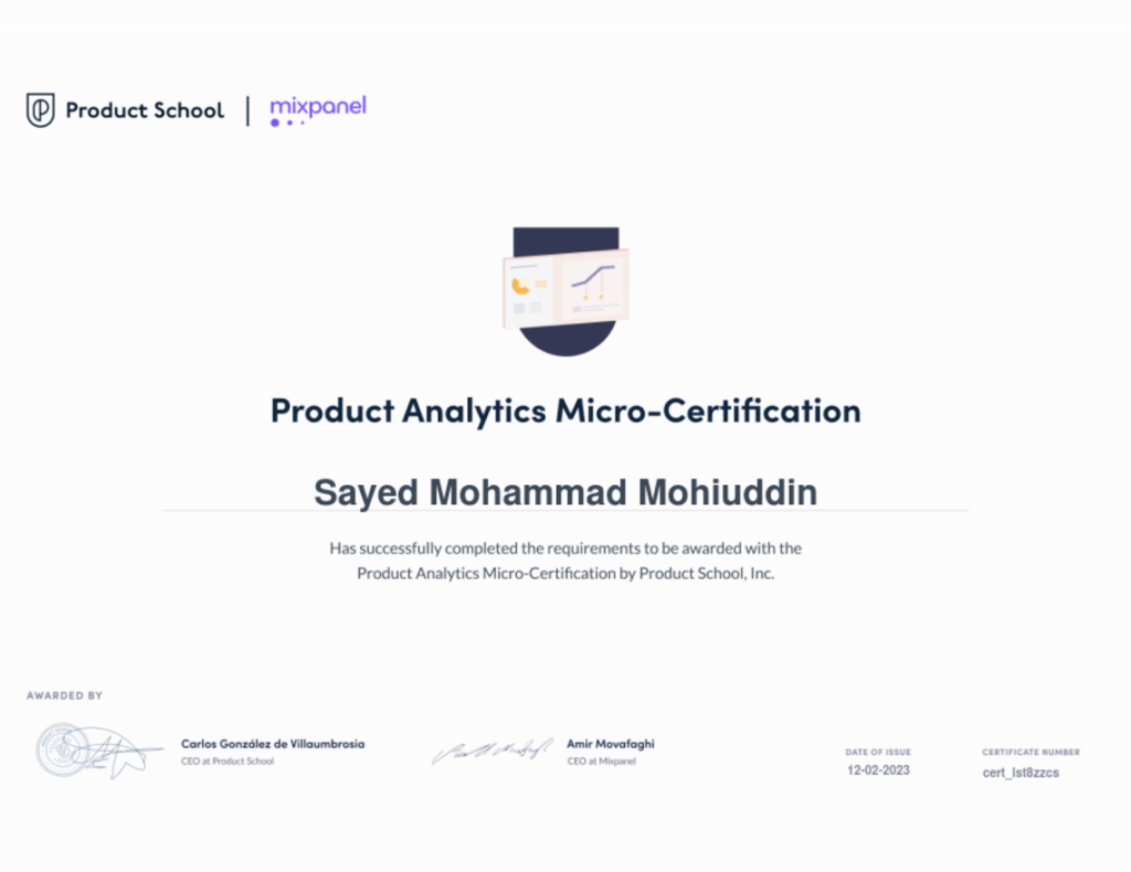 Product Analysis Micro Certification of Mohiuddin Omran