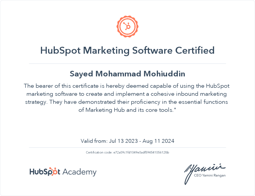 HubSpot Marketing Software Certified- Hubspot