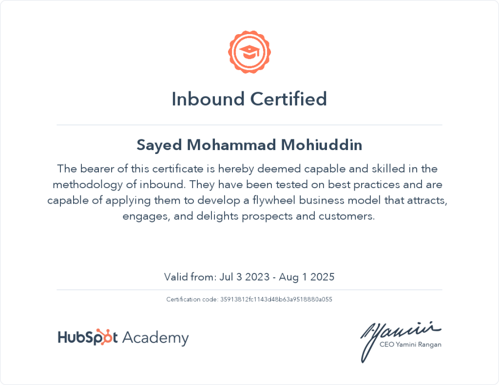 Inbound Certified- Hubspot