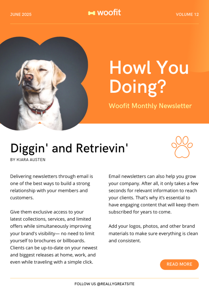 Pet Shop Newsletter – Pet Fitness Page 1